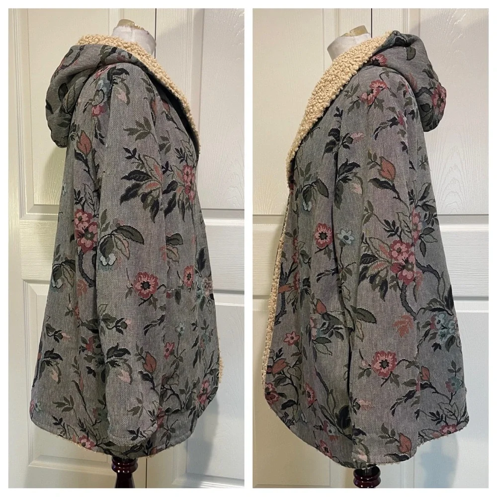 SUNDANCE Sherpa Reversible Augusta Floral Coat